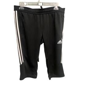 Adidas Black Classic Three Stripe Half Shorts Cropped Leggings Size M